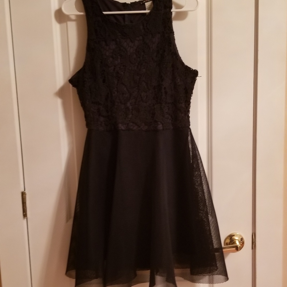 Navy blue crochet cocktail dress